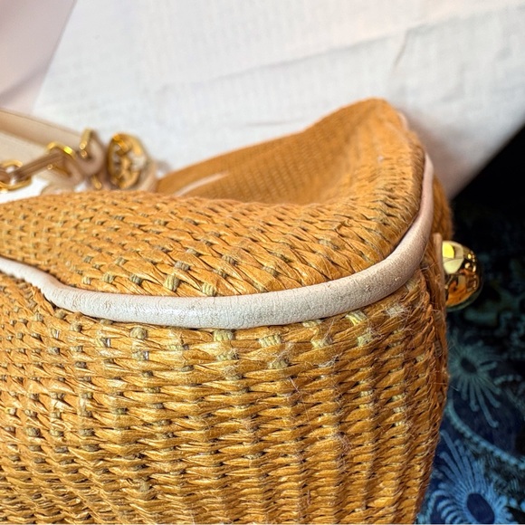 Michael Kors Tan Woven / leather Shoulder Bag with Gold Accents - Picture 6 of 15